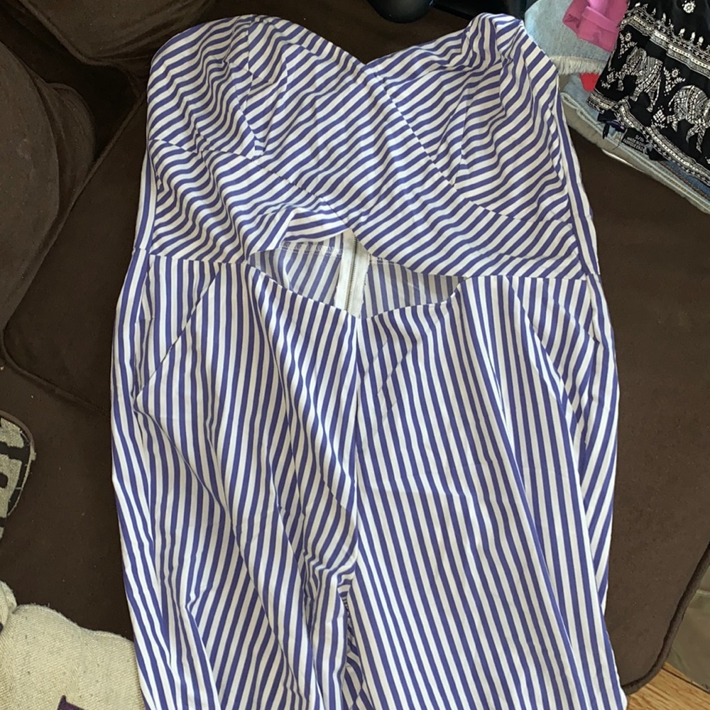 NWT FashionNova strapless striped jumpsuit